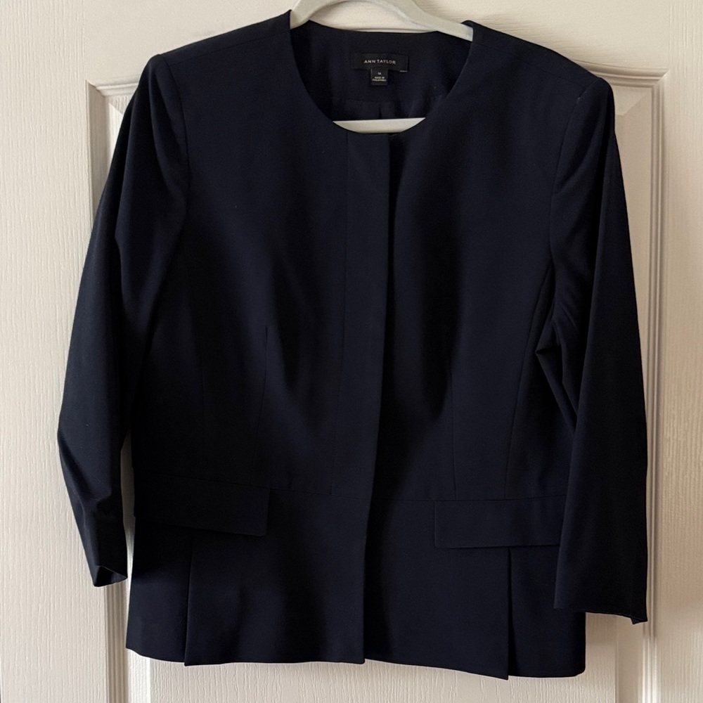 Ann Taylor Dark Navy Collarless Blazer